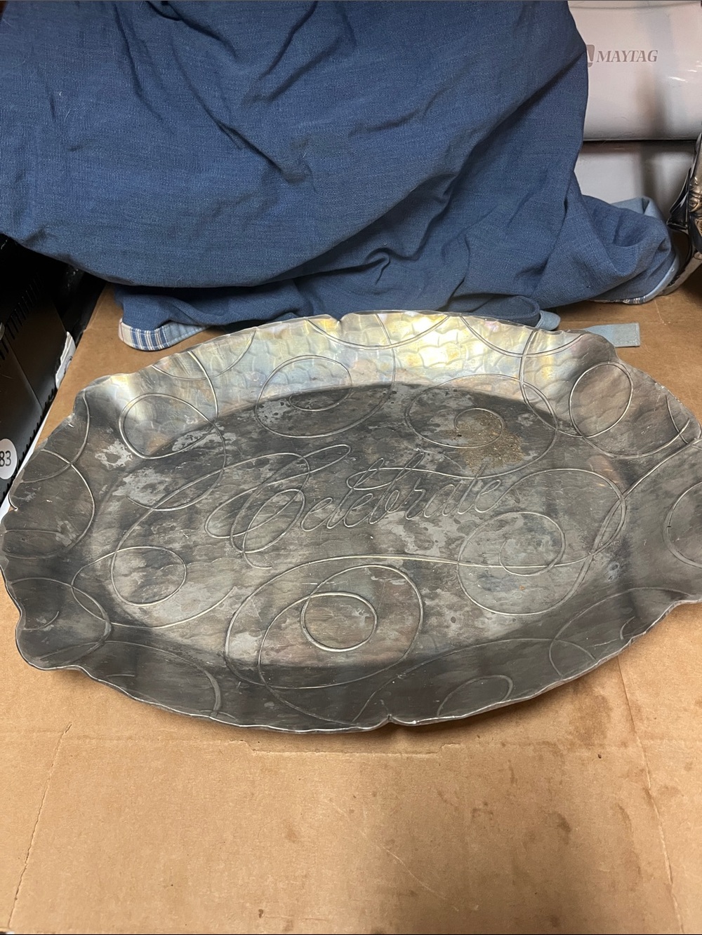 Celebrate Oval Decorative Serving Tray - Silver Wendell August